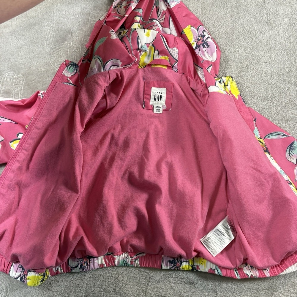 Baby Gap Floral Print Lightweight Hooded Jacket Windbreaker Baby Size 18-24 Mos - Picture 6 of 7